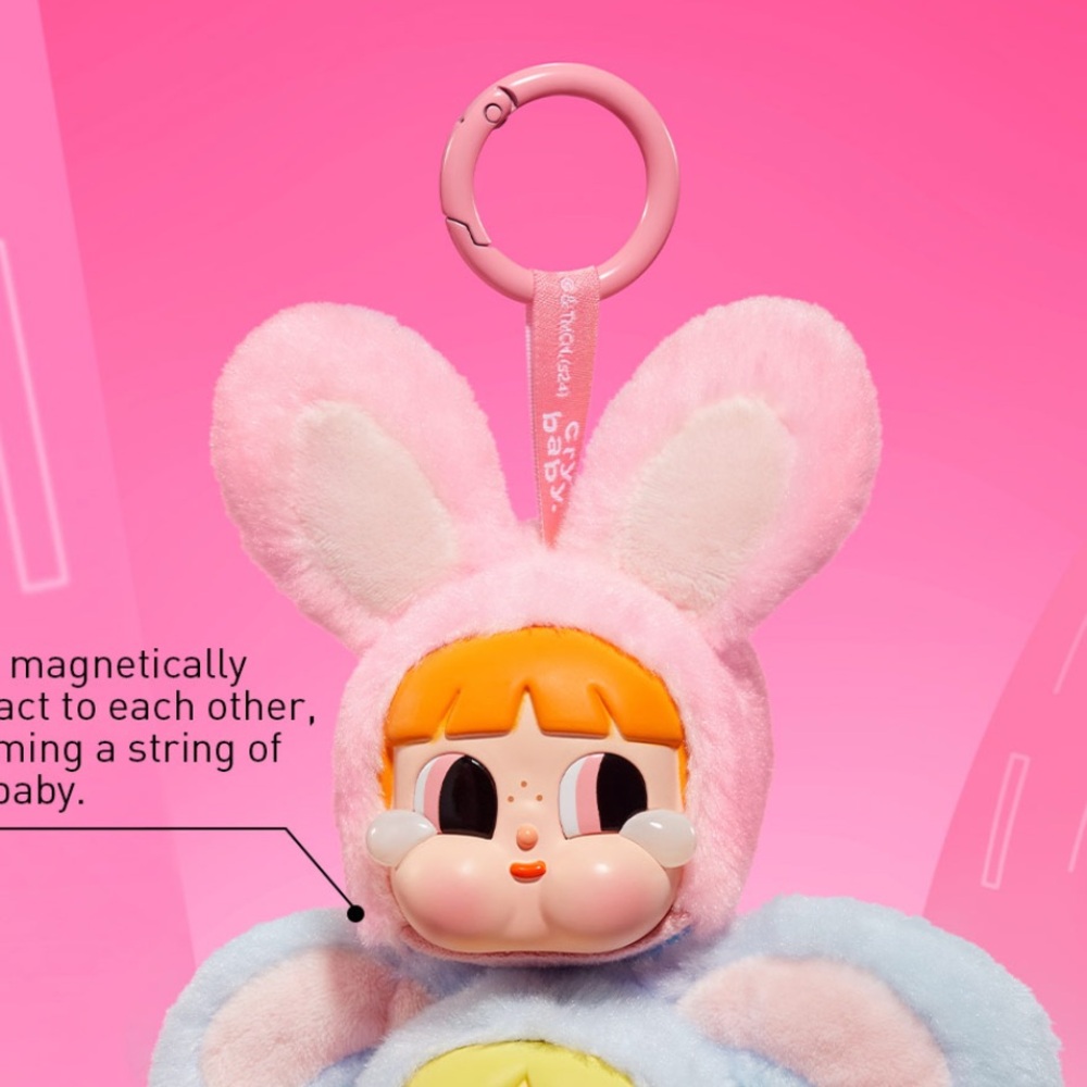 🆕POP MART CRYBABY x Powerpuff Girls Series Vinyl Face Plush Bunny Blossom